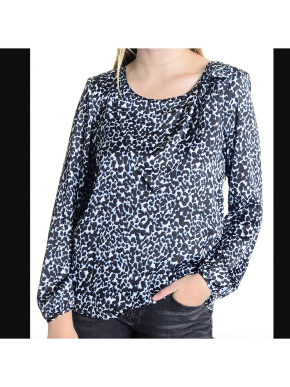 NWT BCBGeneration Leopard Bow Shoulder Blouse